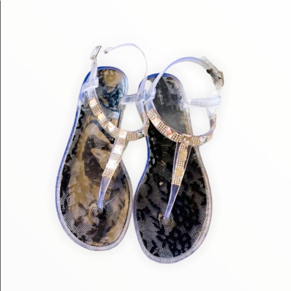 JELLY SANDLES WITH LACE BOTTOM &CRYTAL TOP
